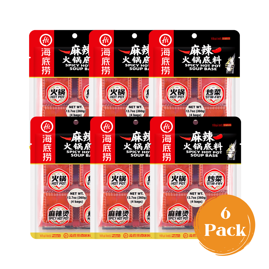 6-pack of HAIDILAO Spicy Hot Pot Soup Base packages