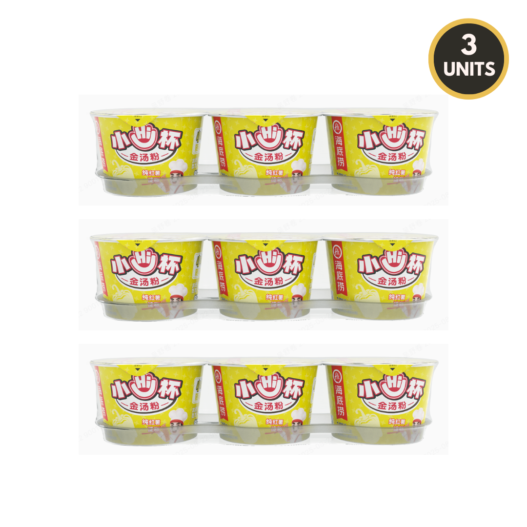 3 units of HAIDILAO Mini Cup Golden Sour Soup Vermicelli 3-packs (9 cups total)