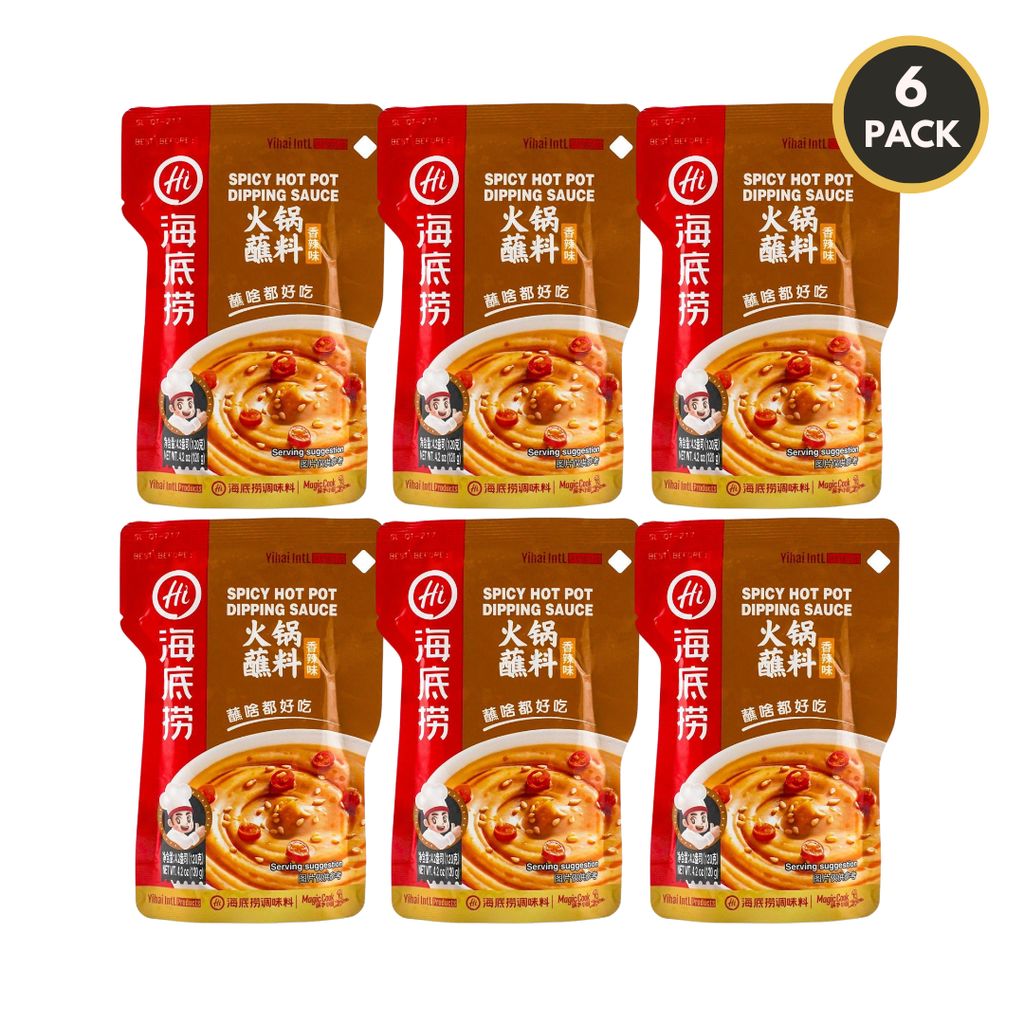 Six-pack of HAIDILAO Spicy Hot Pot Dipping Sauce, 4.2oz (120g) each