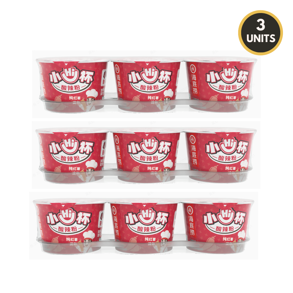 3 units of HAIDILAO Mini Cup Hot and Sour Vermicelli 3-packs (9 cups total)