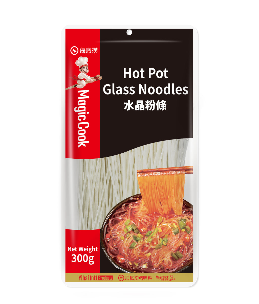 HAIDILAO Magic Cook Hot Pot Glass Vermicelli, crystal clear potato starch noodles, 10.58oz (300g) package front