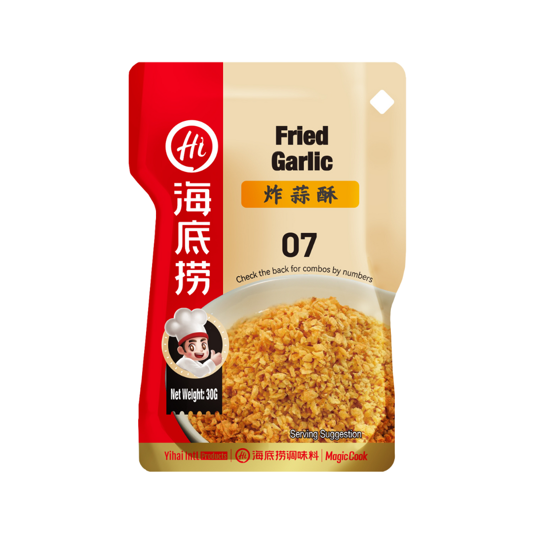 HAIDILAO Fried Crunchy Garlic topping, 1.05oz (30g) package front