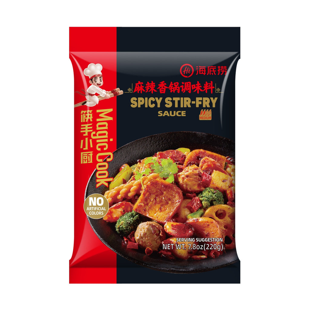 HAIDILAO Spicy Stir-Fry Sauce package front, product photo on a white background