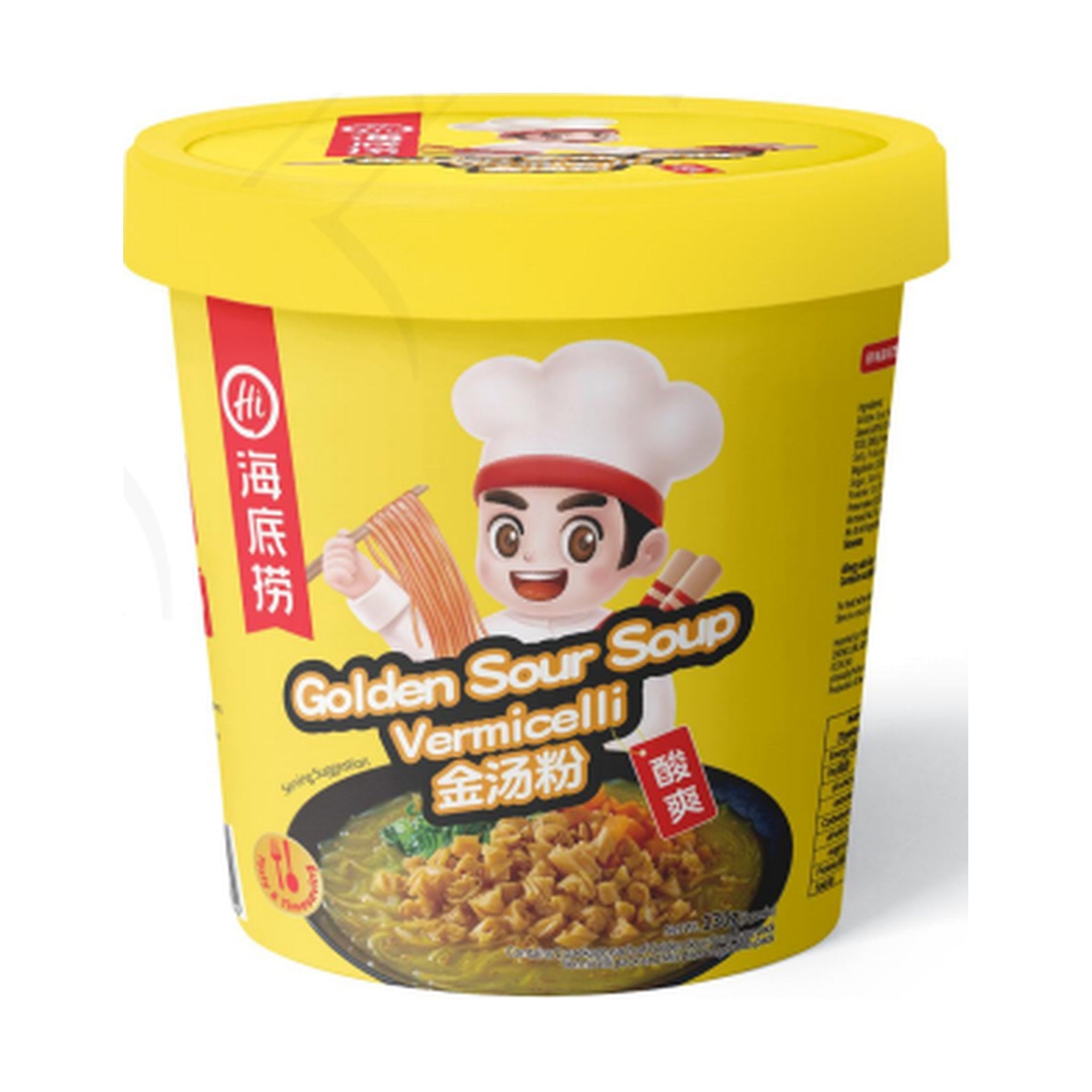 HAIDILAO Golden Sour Soup Vermicelli Cup Noodles, 4.59oz (130g) package front, product photo on a white background