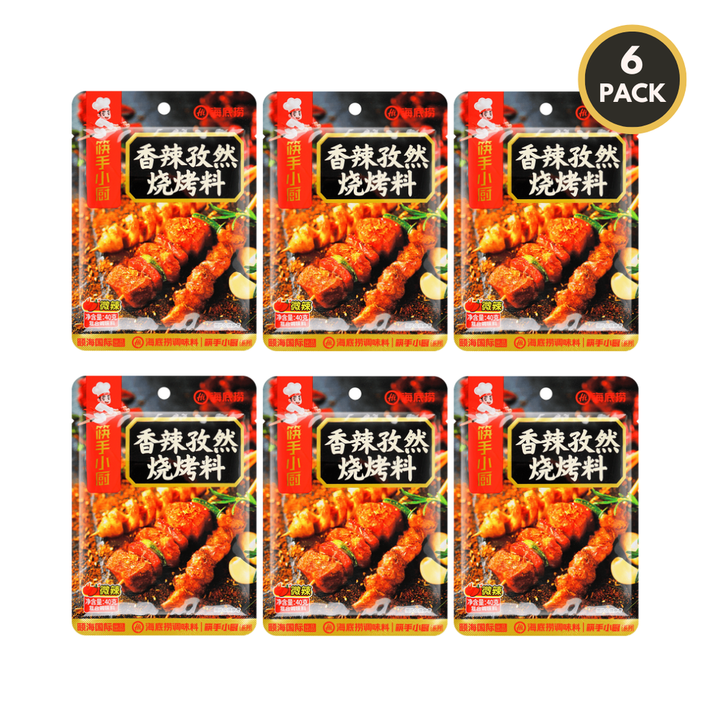 6-pack of HAIDILAO Spicy Cumin Barbecue Seasoning packages