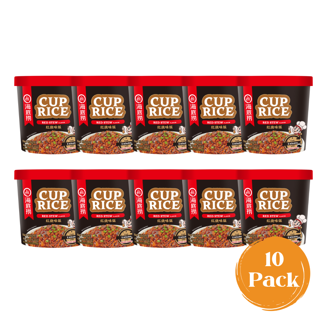 10-pack of HAIDILAO Cup Rice, Red Stew Flavor packages