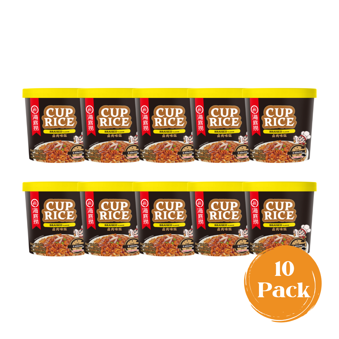 10-pack of HAIDILAO Cup Rice, Braised Flavor packages