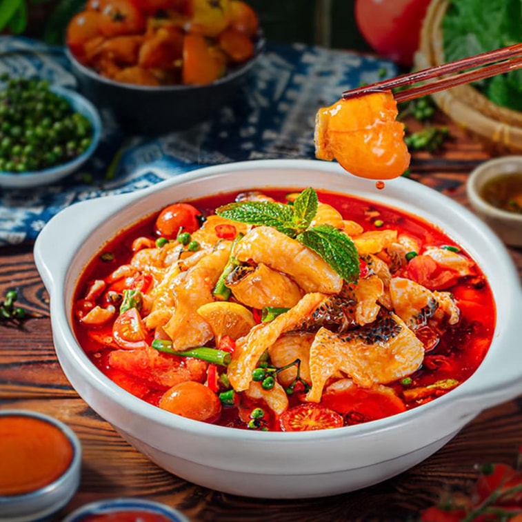 Haidilao Guizhou-Style Red Sour Soup Broth, Spicy &amp; Sour Hot Pot Soup Base, 8.47oz (240g)