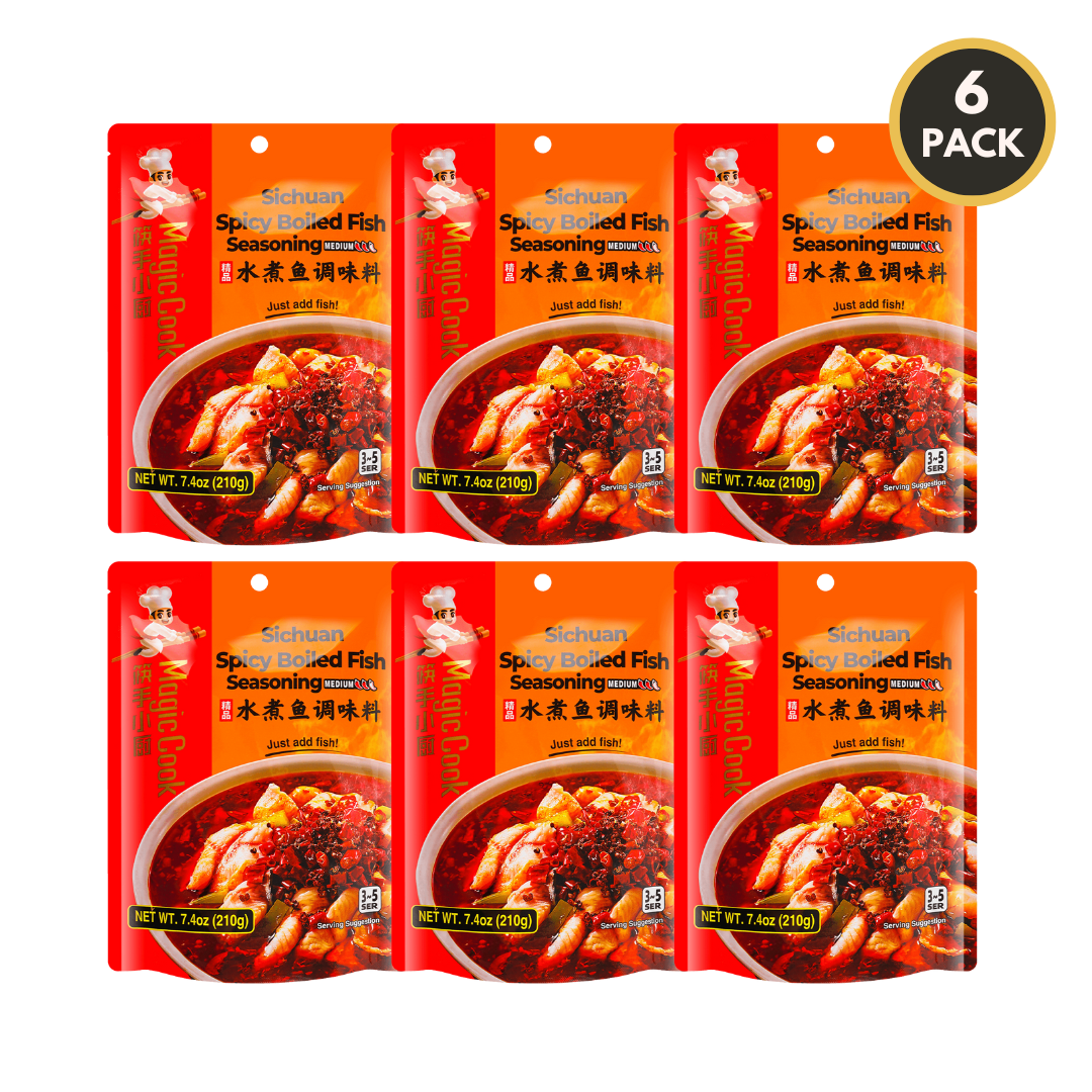 6-pack of HAIDILAO Sichuan Spicy Boiled Fish Soup Base packages