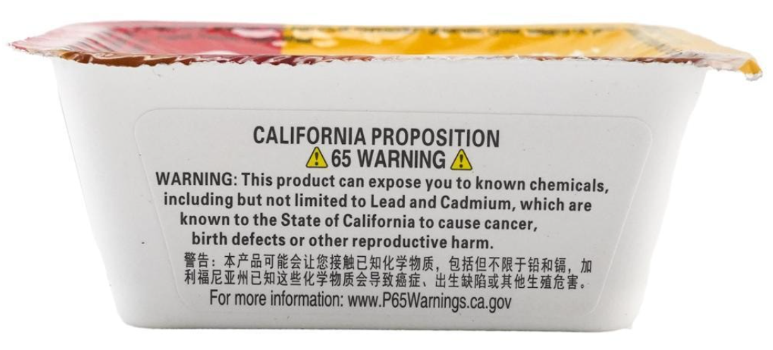 California Proposition 65 warning label on HAIDILAO Hot Pot Dipping Sauce Spicy Mala Flavor package