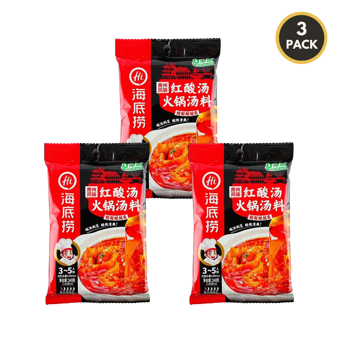 Haidilao Guizhou-Style Red Sour Soup Broth, Spicy &amp; Sour Hot Pot Soup Base, 8.47oz (240g)
