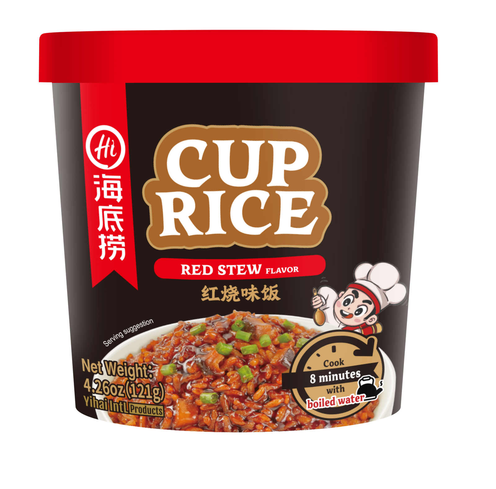 Haidilao Cup Rice, Red Stew Flavor, Instant Ready-to-Eat Meal, 4.26oz (121g)