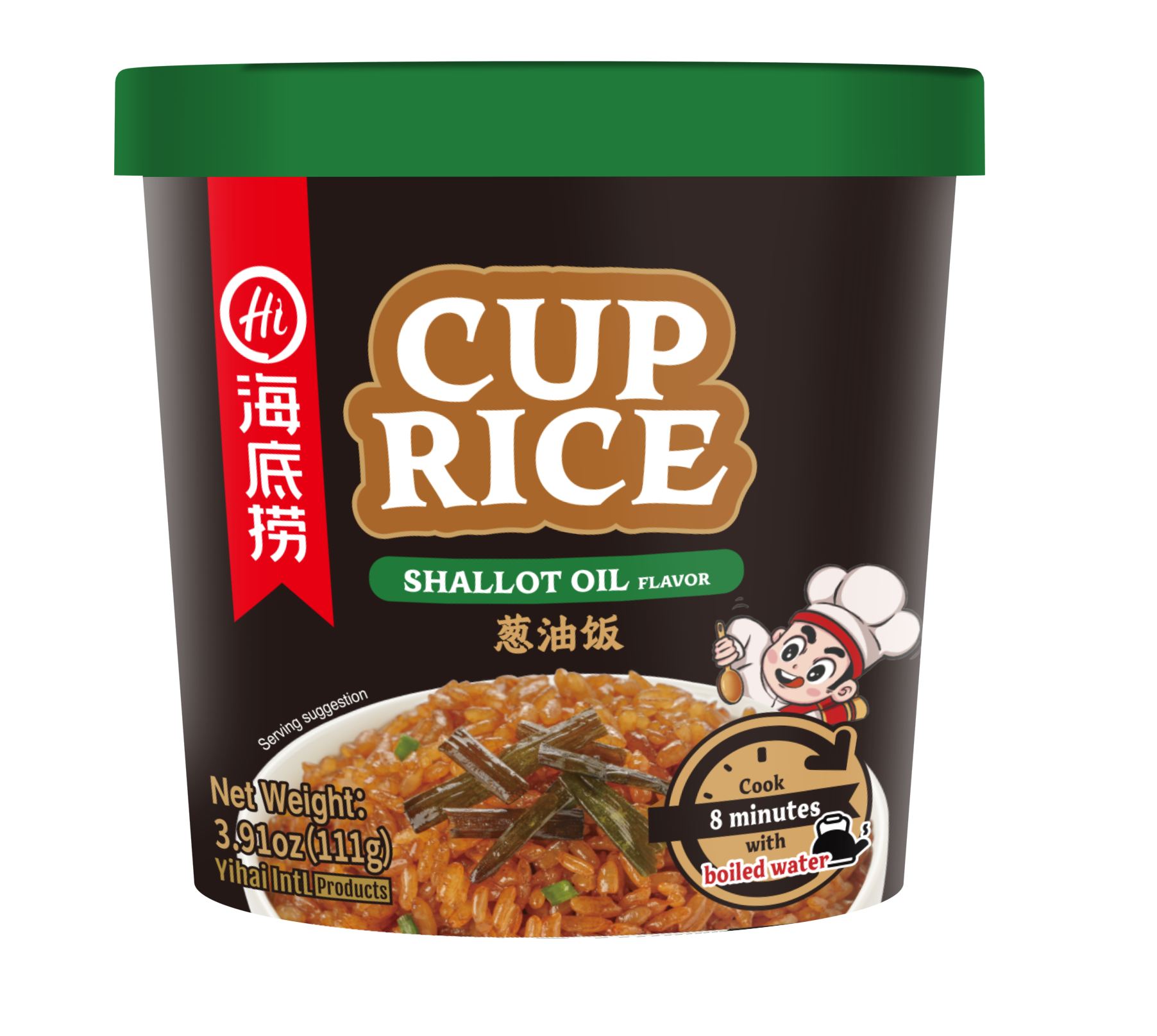 HAIDILAO Cup Rice, Shallot Oil Flavor, 3.91oz (111g) package front