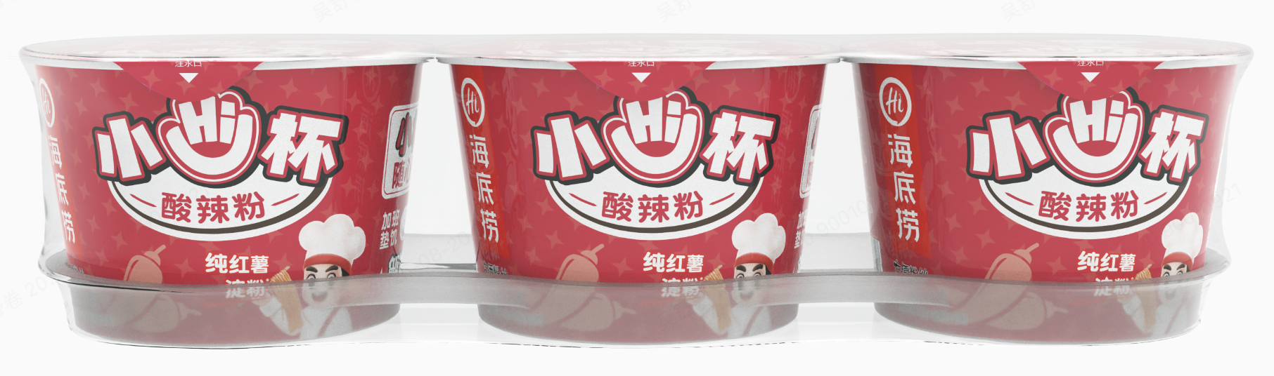 HAIDILAO Mini Cup Hot and Sour Vermicelli, 3-pack ready-to-eat noodles, 168g (56g x 3)