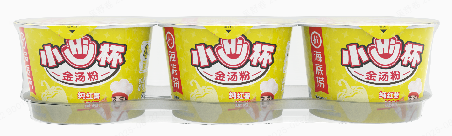 海底捞 - 3条装迷你杯装黄金酸汤粉丝