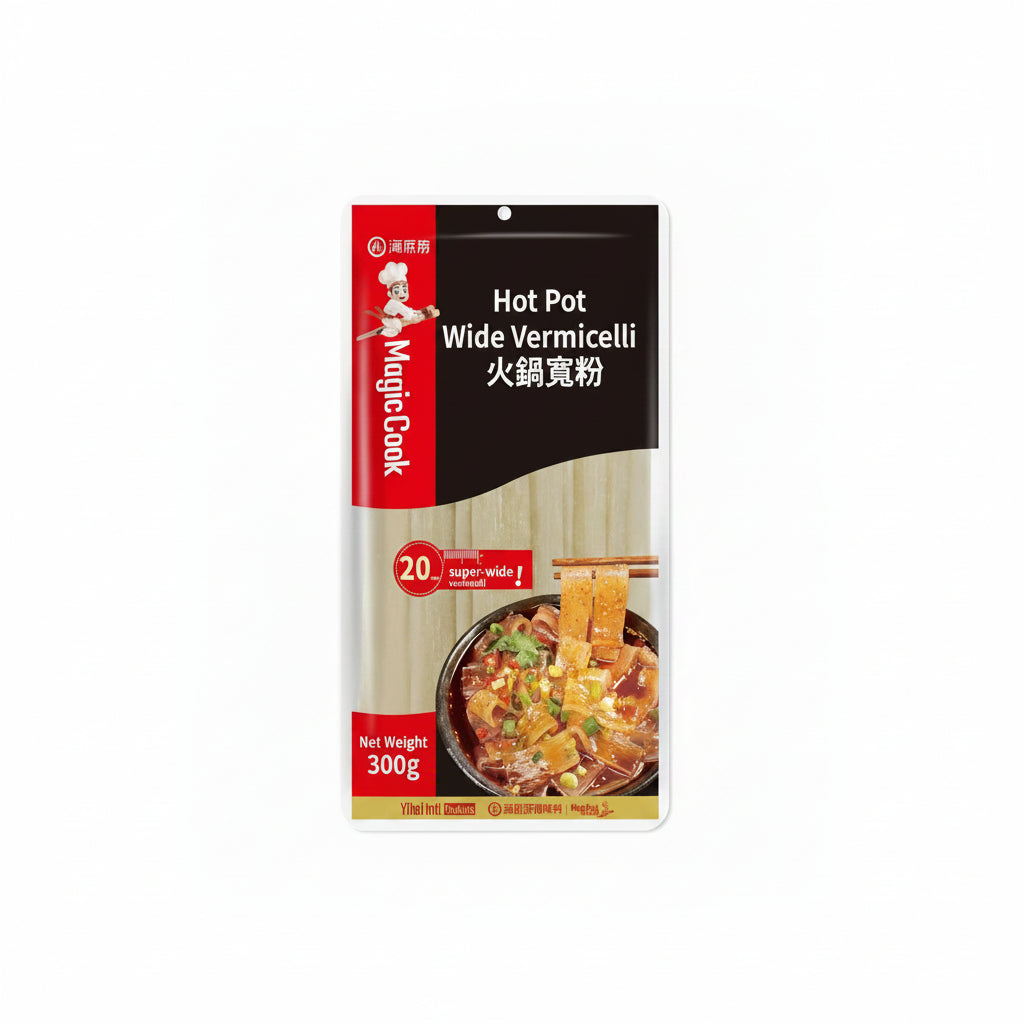 HAIDILAO Magic Cook Hot Pot Wide Vermicelli, 20mm super-wide noodles, 300g package front