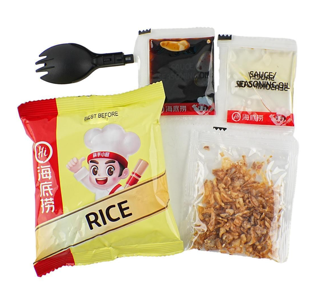 Nutrition facts label for HAIDILAO Cup Rice, Shallot Oil Flavor
