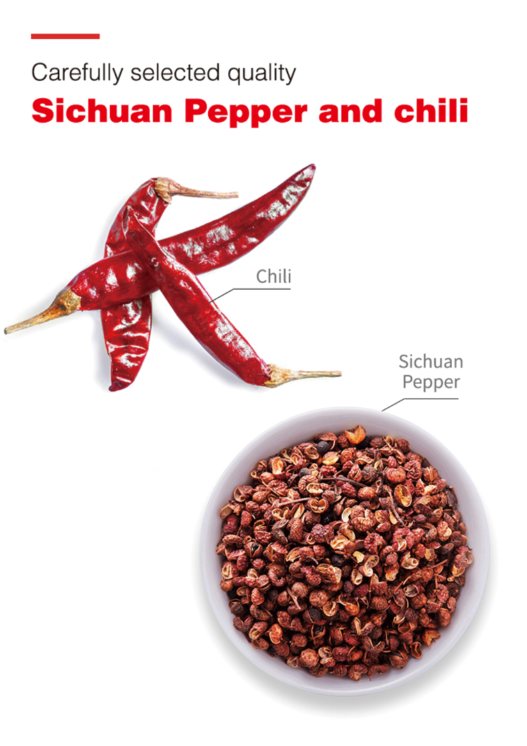 Dried Sichuan chili peppers and Sichuan peppercorns used in HAIDILAO Hot & Spicy Hot Pot Soup Base