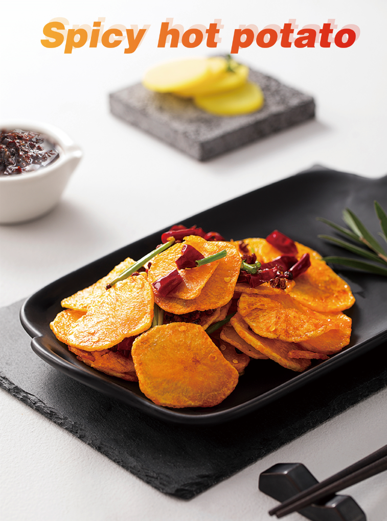 Spicy hot potato slices stir-fried with HAIDILAO Spicy Stir-Fry Sauce and dried chilies