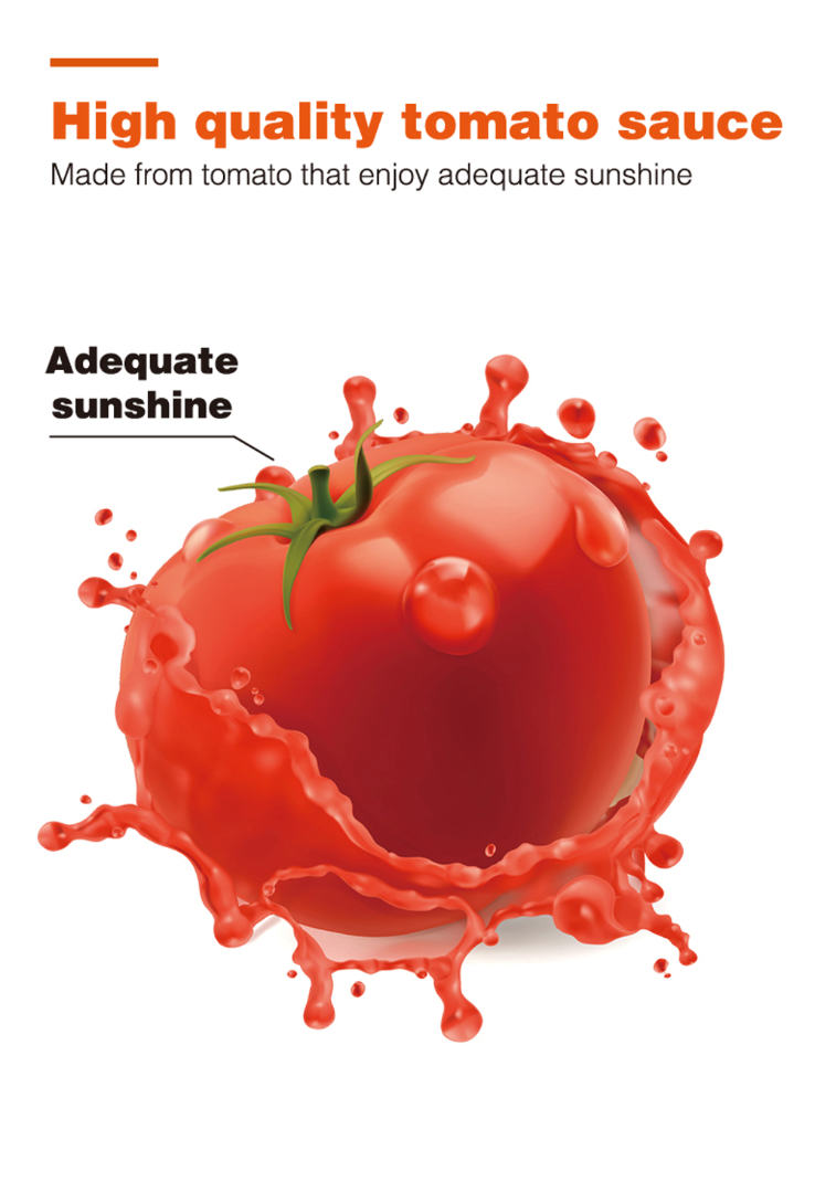 Illustration of a tomato with sauce splash, high quality tomato sauce made from sun-ripened tomatoes